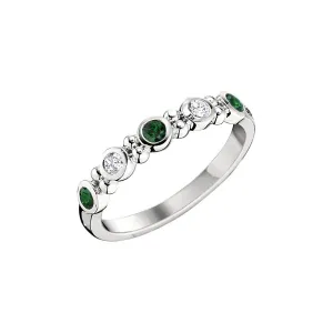 Modern Stackable Emerald and Diamond Band