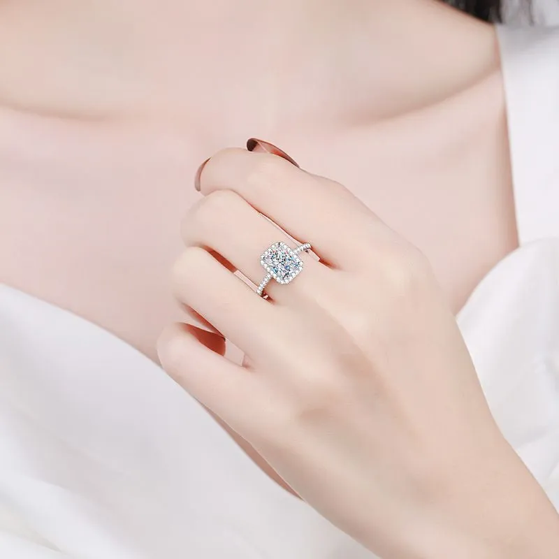 Moissanite Wedding, Radiant Cut Statement Ring-RM015