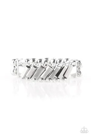 Money Hungry - Silver - Hematite Rhinestone Paparazzi Dainty Ring