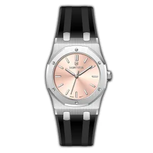 Monteva AP Gents  Pink Dial Watch with Black Rubber Strap