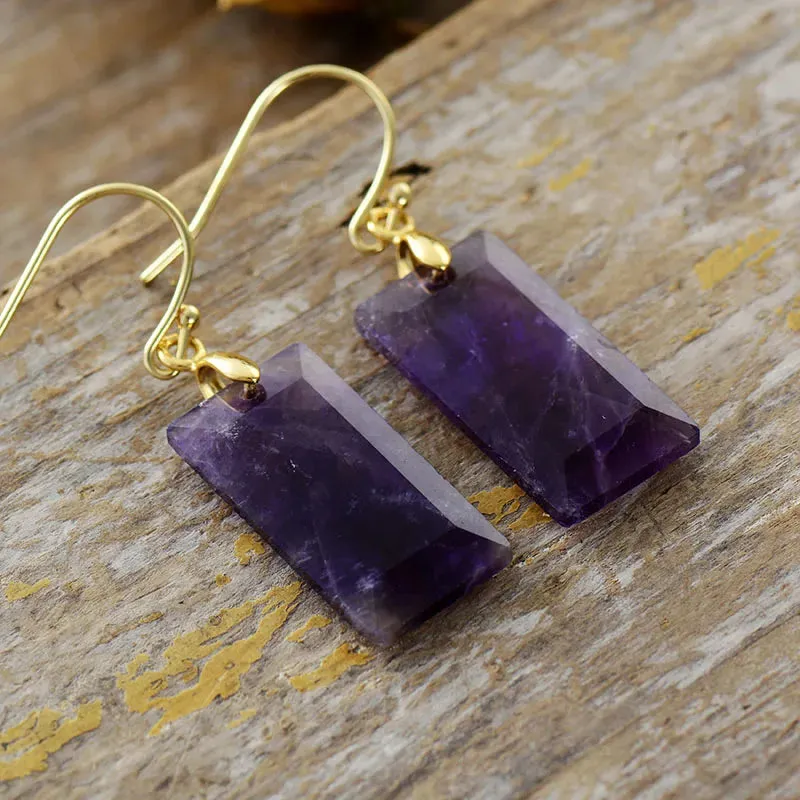 Moonlit Amethyst Gold Earrings