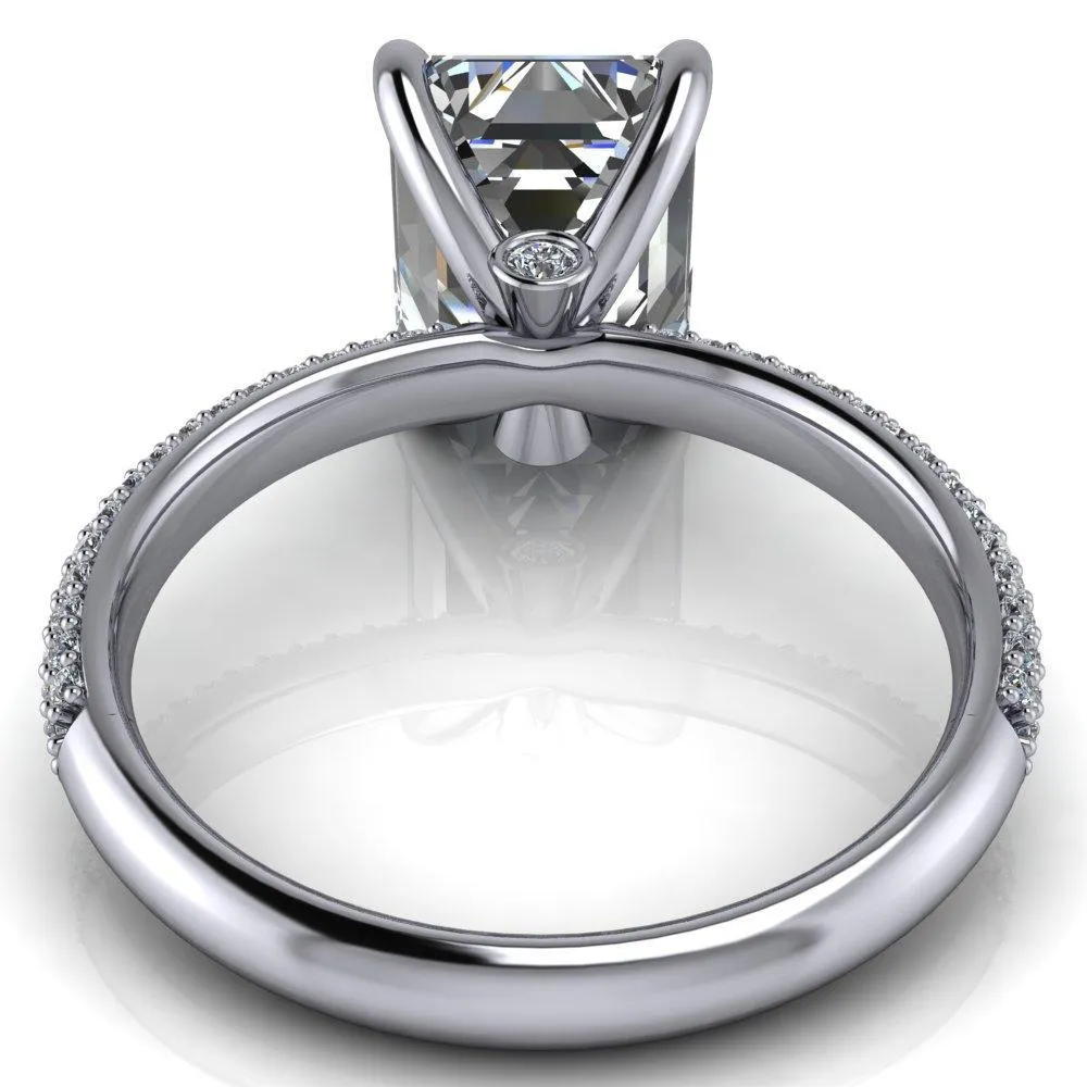 Moreaux Emerald Center Stone 4 Prong Half-Round Shank Engagement Ring