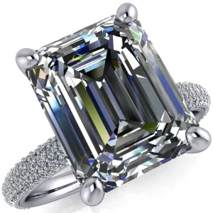 Moreaux Emerald Center Stone 4 Prong Half-Round Shank Engagement Ring