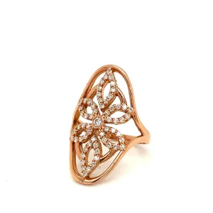 Morris & David 0.60 Carat Natural Diamond Cocktail Ring G SI 14K Rose Gold