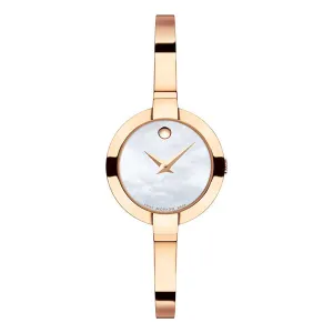 Movado Bela Gold Stainless Steel Mother of pearl Dial Quartz Watch for Ladies - 607082