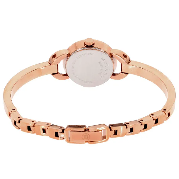 Movado Rondiro Rose Stainless Steel Black Dial Quartz Watch for Ladies - 607065