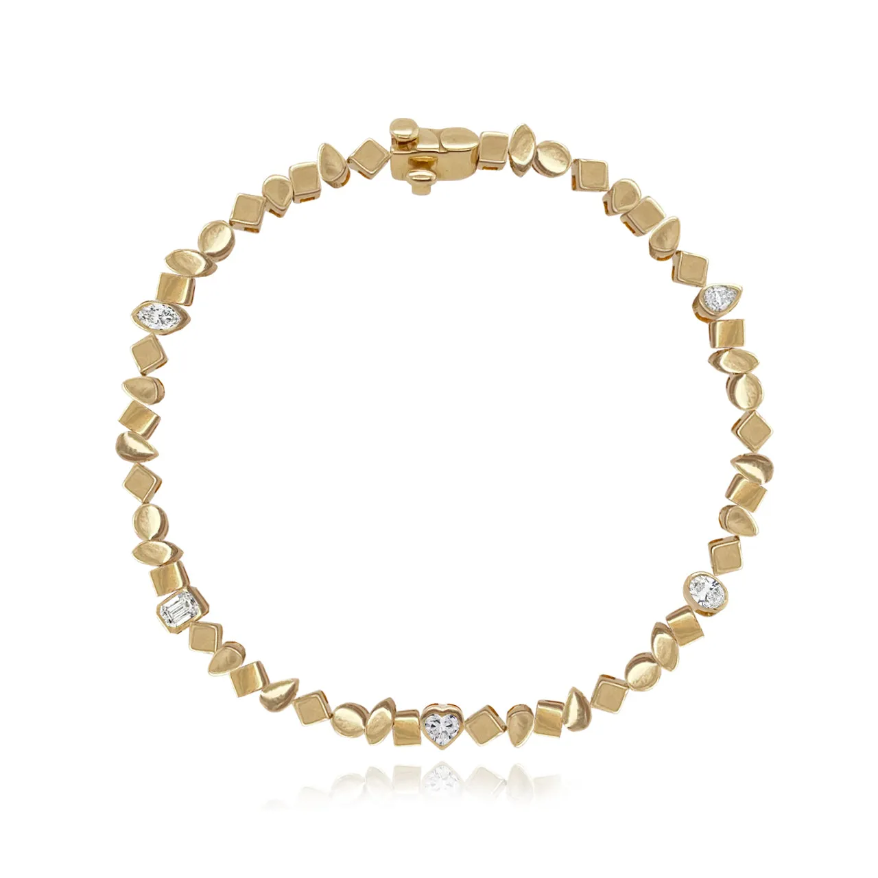 Multi Shape Diamond Golden Bracelet
