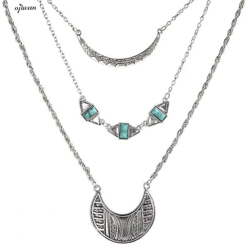 Multi Strand Necklace Indian Tribal Native American Jewelry Navajo Cowgirl Jewelry Boho Chic Necklace Hippie Collier Plastron
