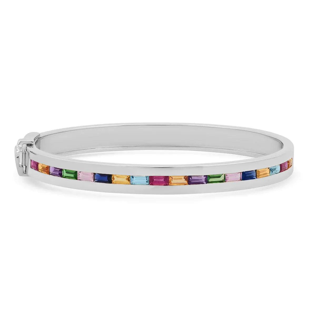 Multicolored Baguette Sapphire Bangle Bracelet