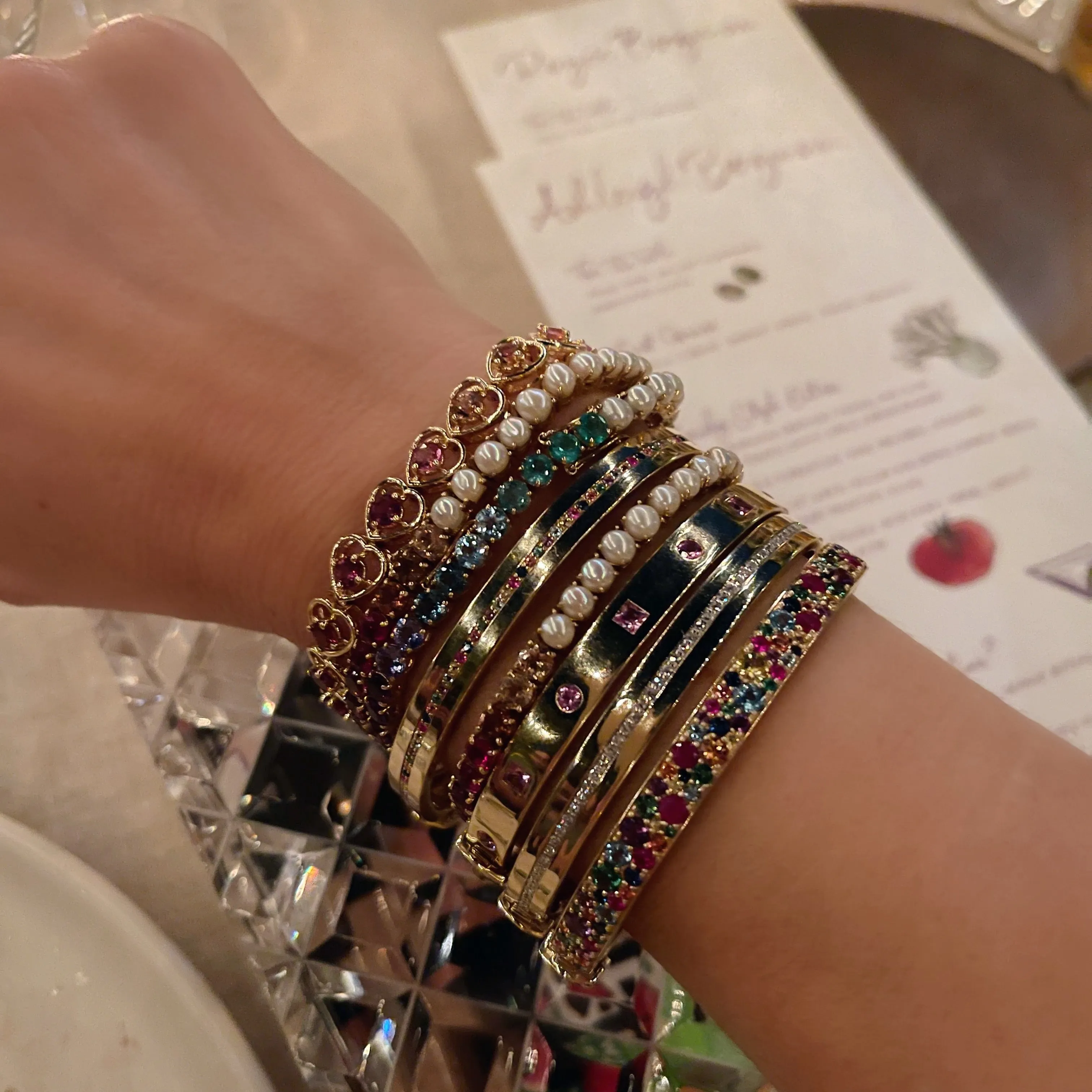 Multicolored Baguette Sapphire Bangle Bracelet