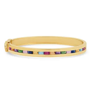 Multicolored Baguette Sapphire Bangle Bracelet