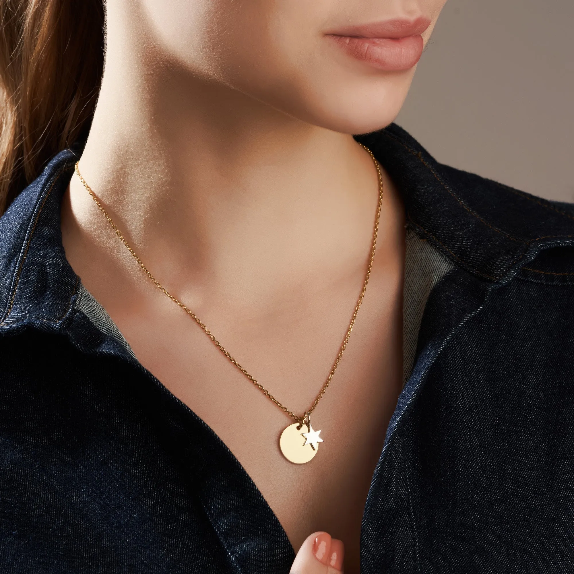 Mysha Personalized Mixed Metal Eternal Pendant w Star charm