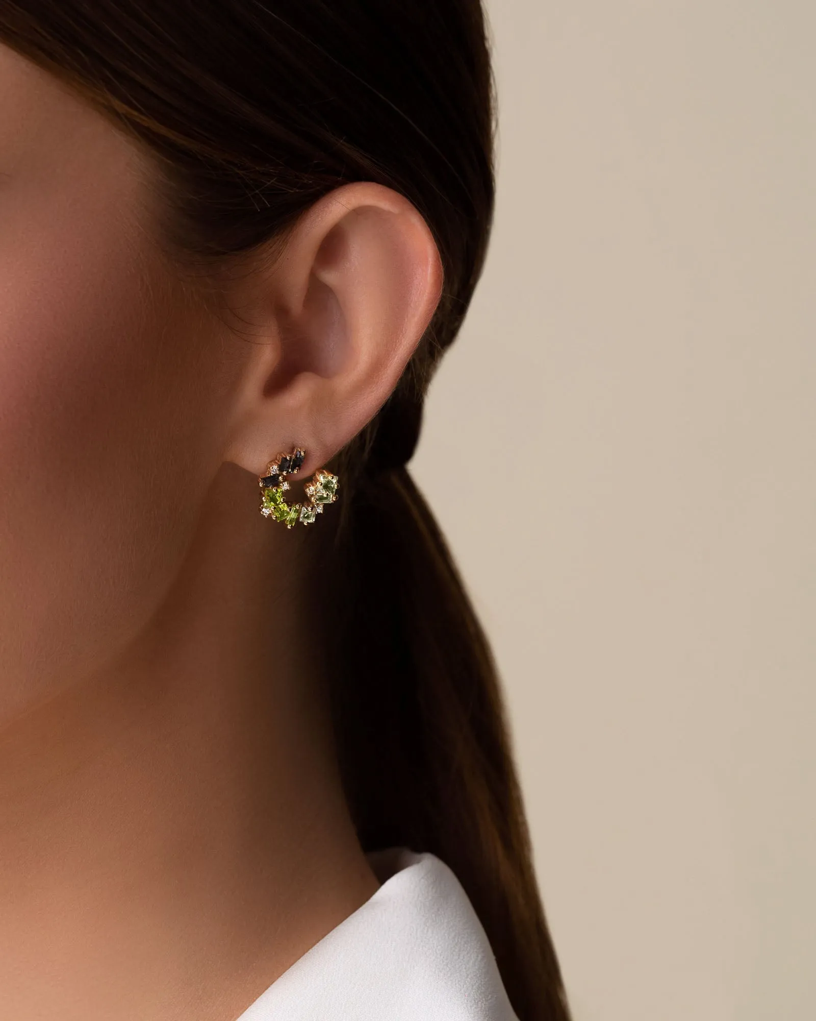 Nadima Green Ombre Mini Spiral Hoops