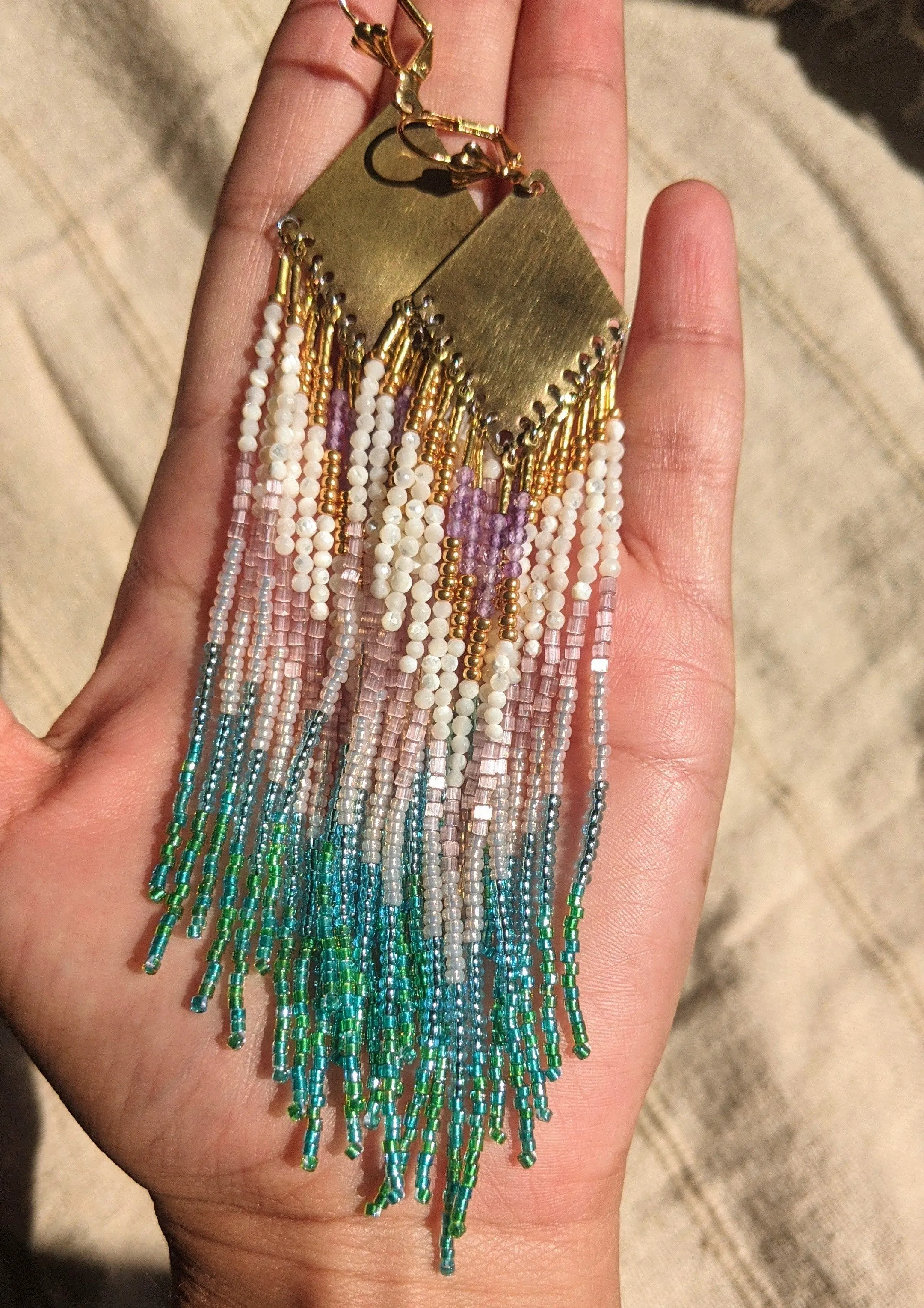 Natalia Mother of Pearl Beaded Earrings