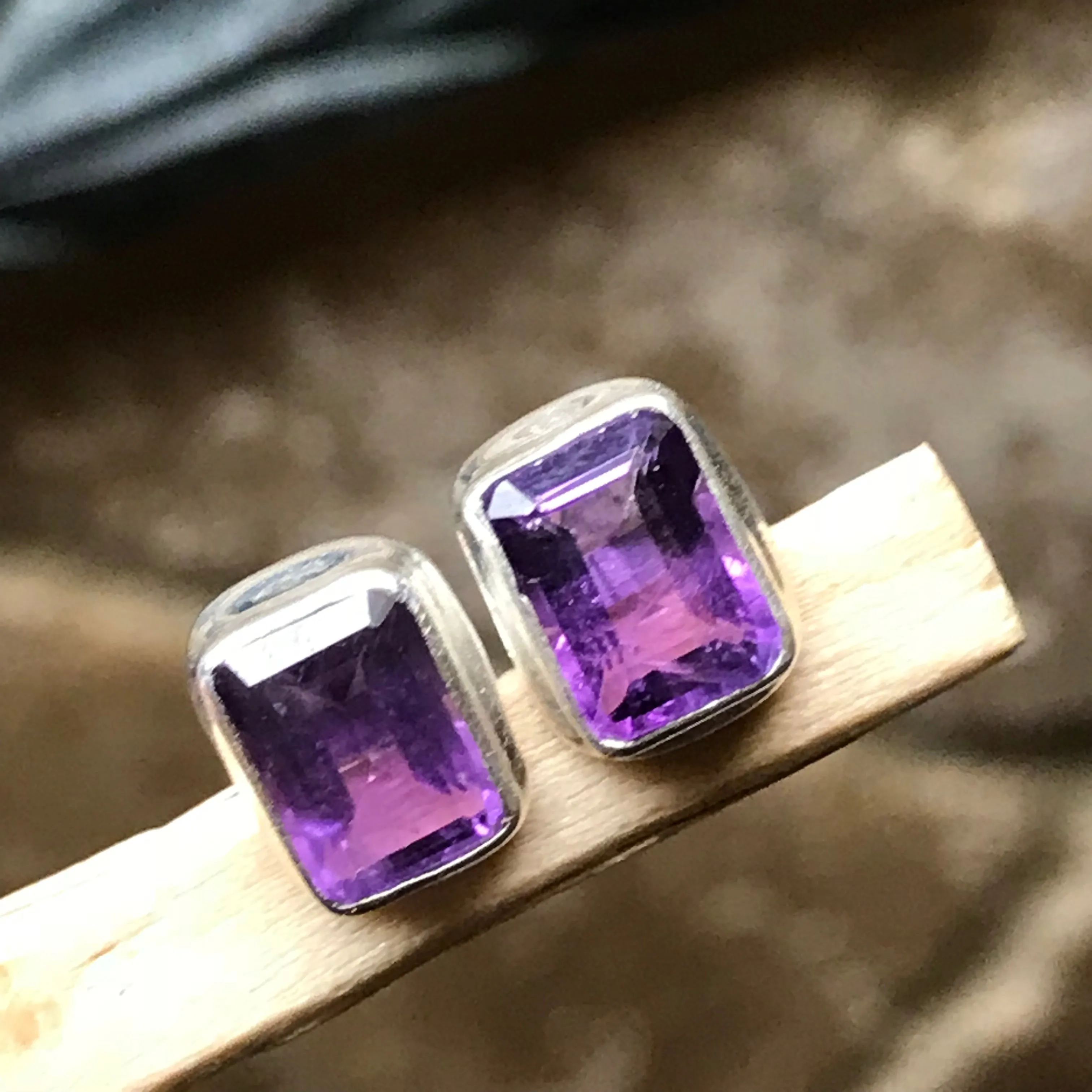 Natural 2ct Purple Amethyst 925 Solid Sterling Silver Earrings 7mm