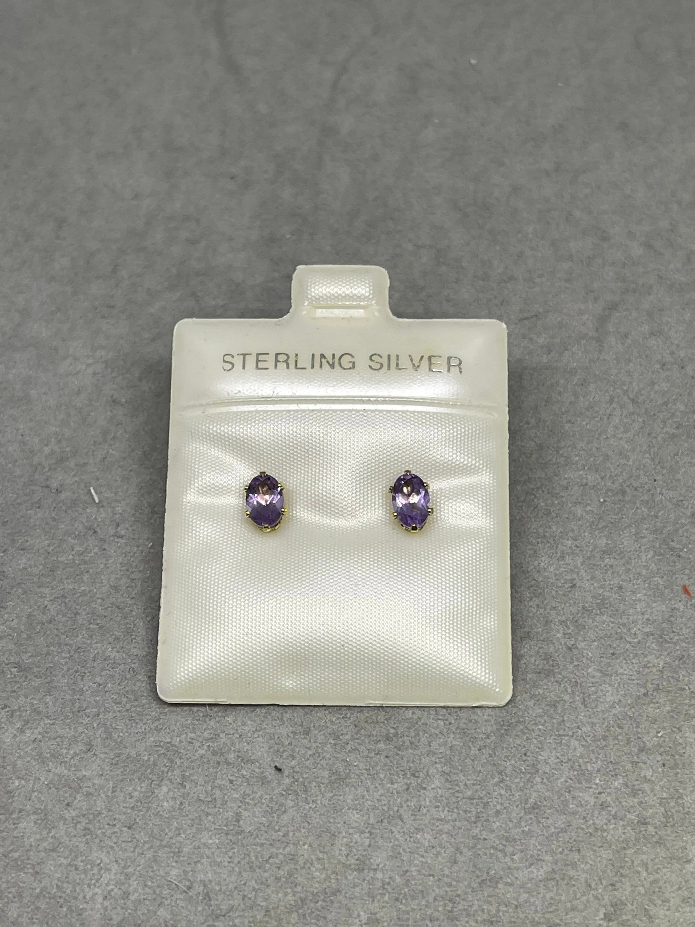 Natural Amethyst Sterling Silver Vermeil Stud Earrings