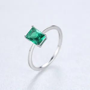 Natural Large Green Emerald Ring Wedding Real 925 Silver Sterling Women Jewelry