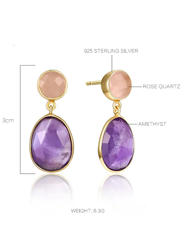 Natural Purple Amethyst Earrings