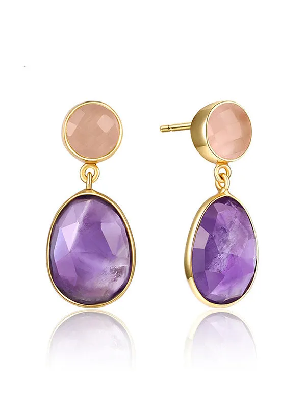 Natural Purple Amethyst Earrings