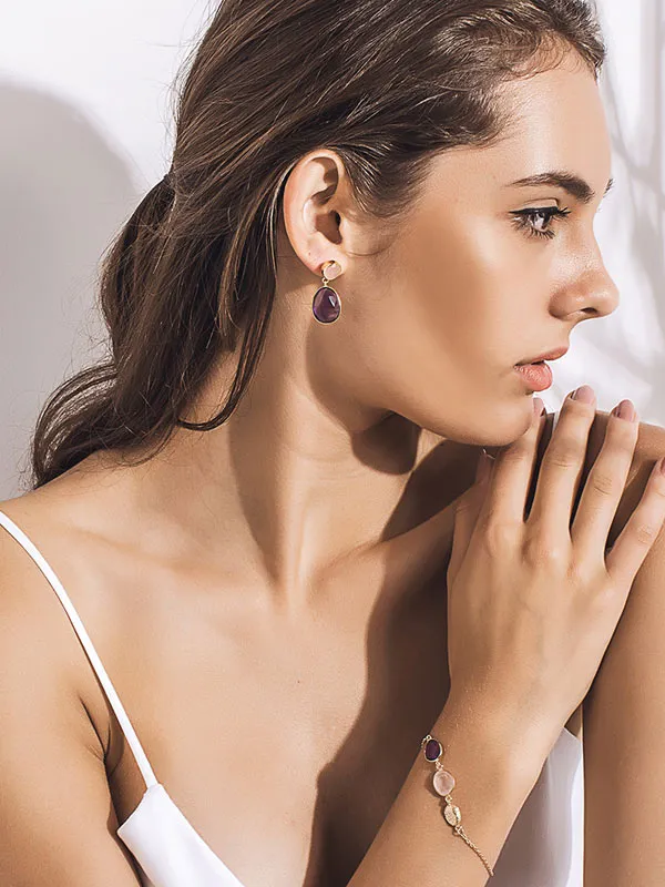 Natural Purple Amethyst Earrings