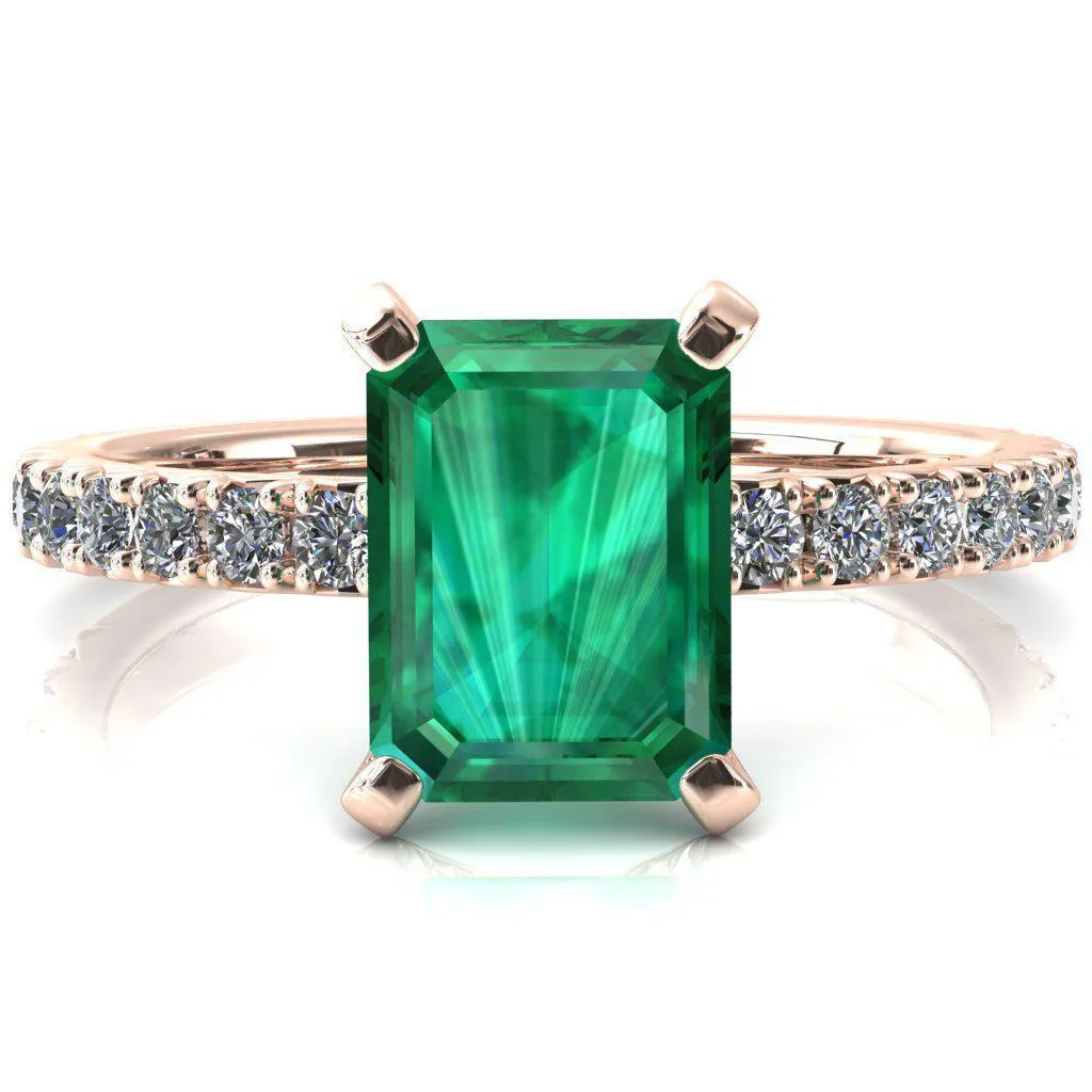 Nefili Emerald Emerald 4 Prong 5/8 Eternity Diamond French Pave Engagement Ring