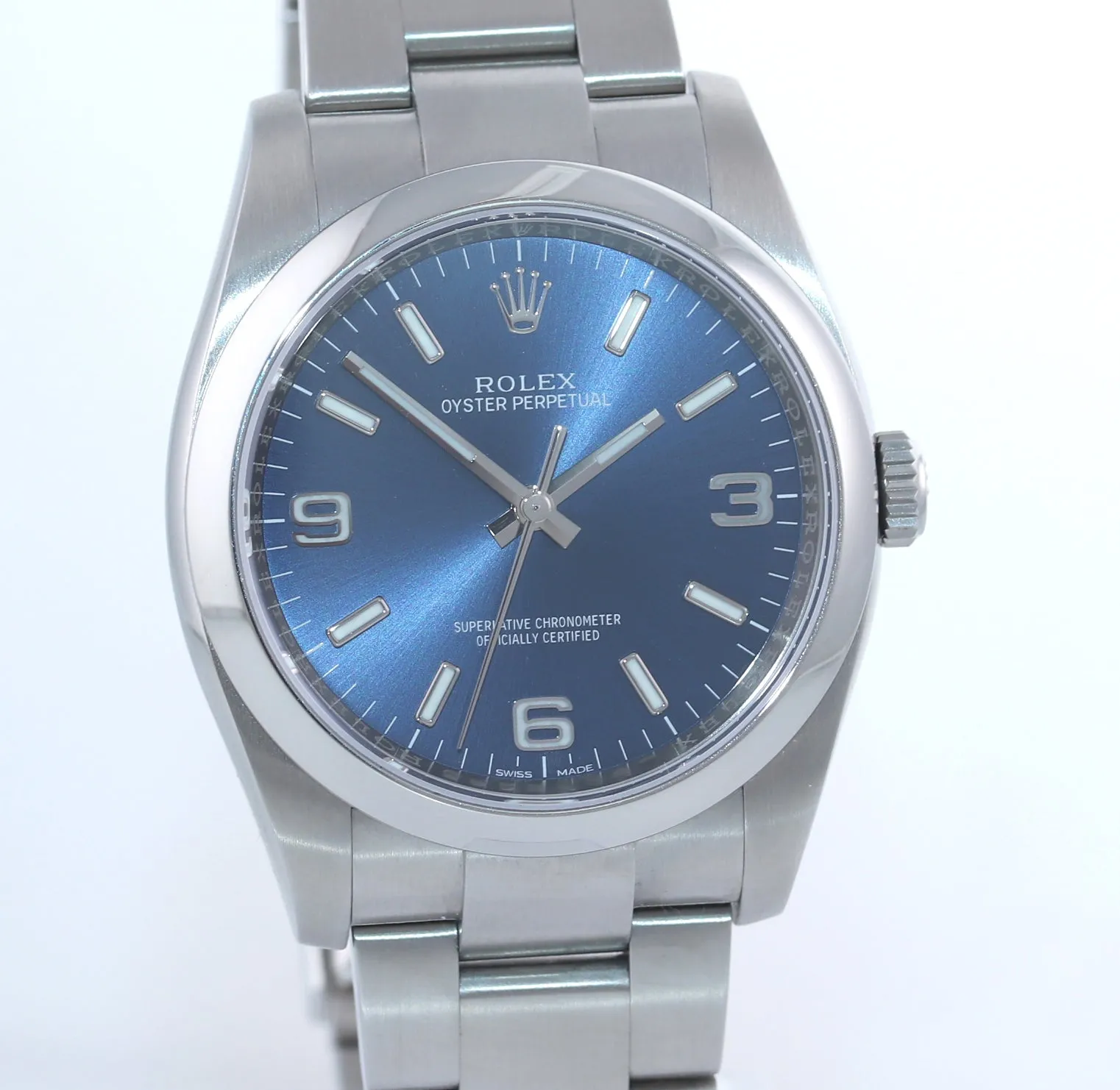 NEW 2020 PAPERS 116000 Rolex Oyster Perpetual Blue Arabic Stick 36mm Watch Box