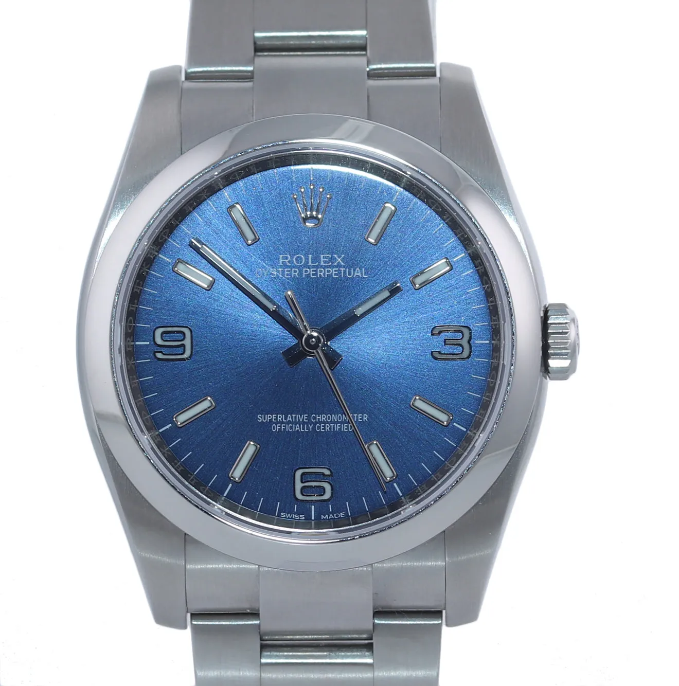 NEW 2020 PAPERS 116000 Rolex Oyster Perpetual Blue Arabic Stick 36mm Watch Box
