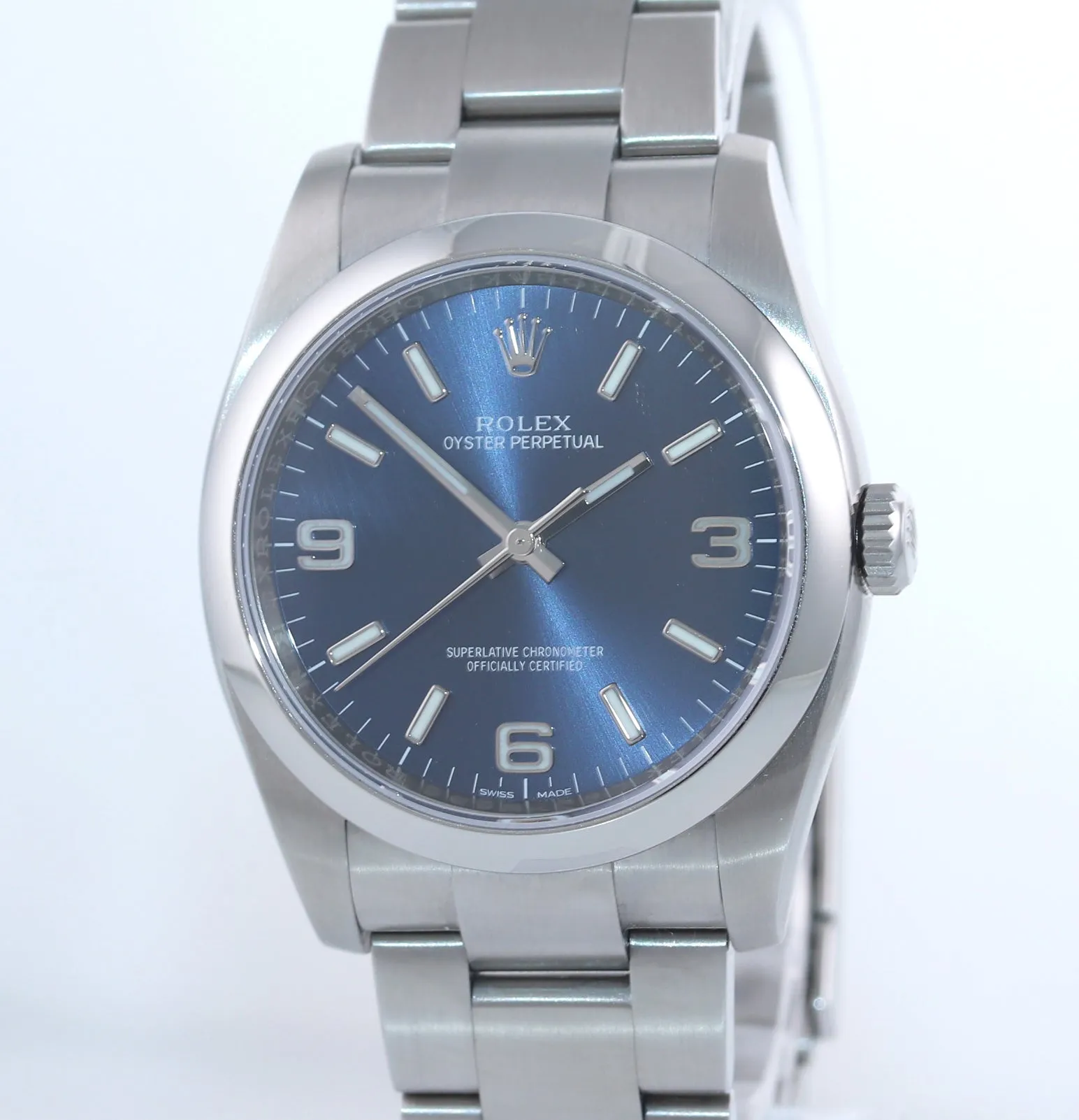 NEW 2020 PAPERS 116000 Rolex Oyster Perpetual Blue Arabic Stick 36mm Watch Box