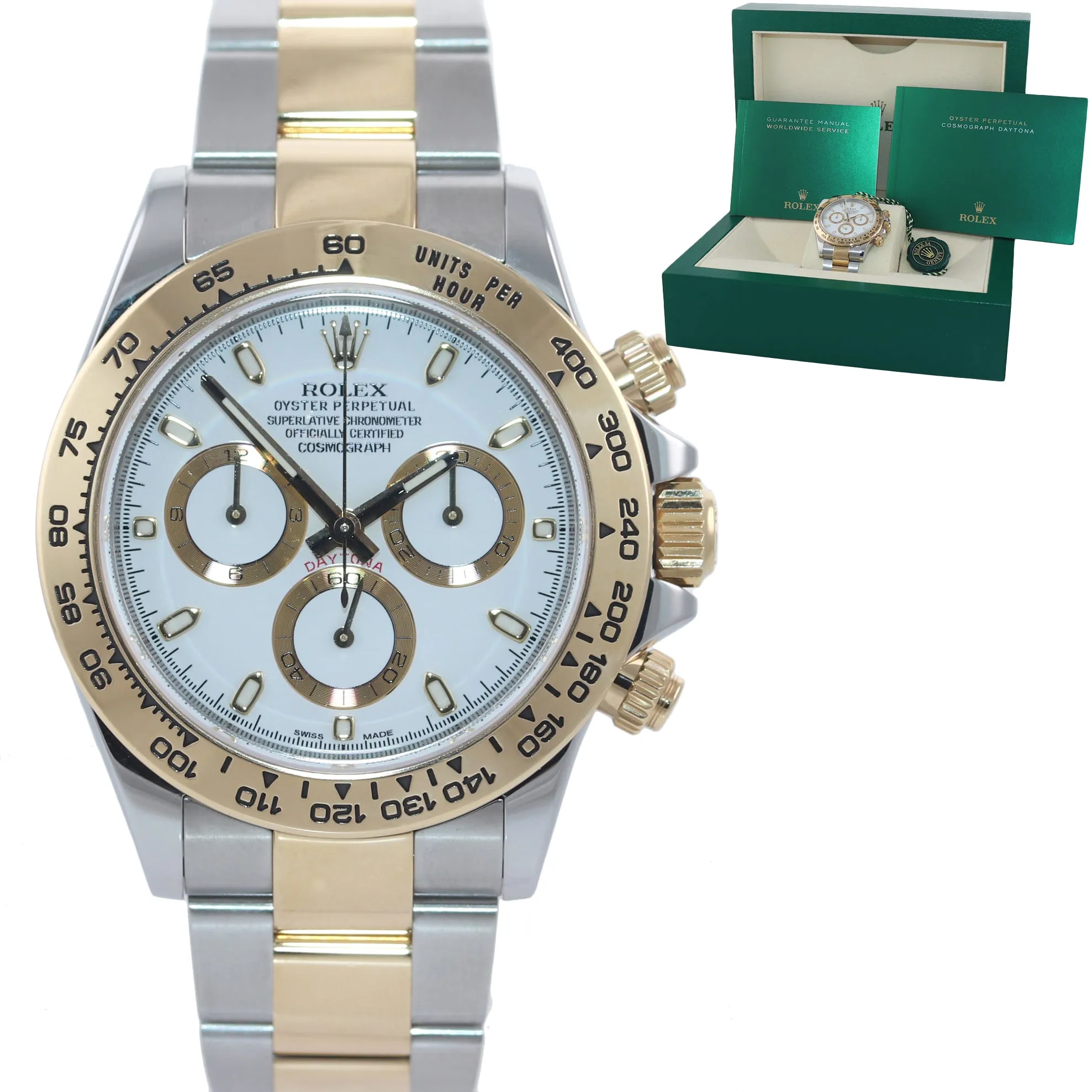 NEW 2020 Rolex Daytona Two Tone Steel 18k Yellow Gold White 116503 Watch Box
