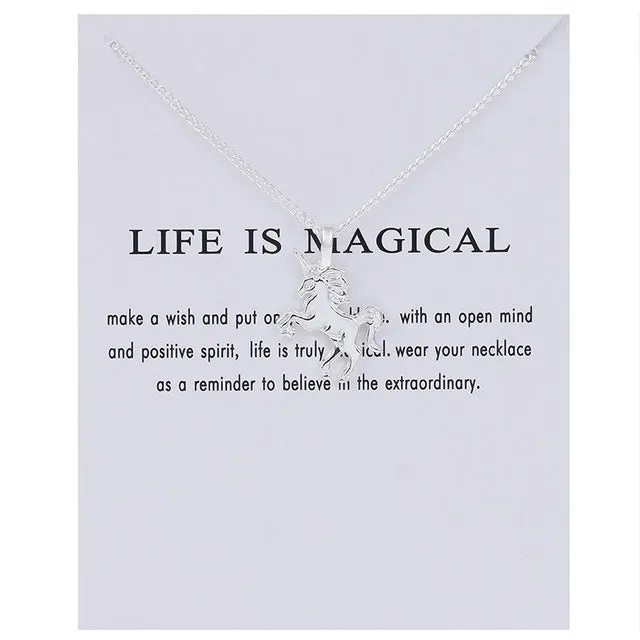 New Life Is Magical Unicorn Pendant Necklace