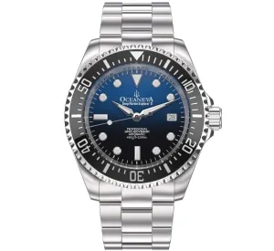 Oceaneva Men's Deep Marine Explorer II1250M Pro Diver Watch Blue Black Watch Black Bezel