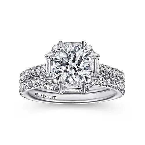 Octagonal Halo Round Diamond Engagement Ring Mounting