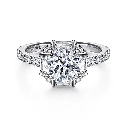 Octagonal Halo Round Diamond Engagement Ring Mounting