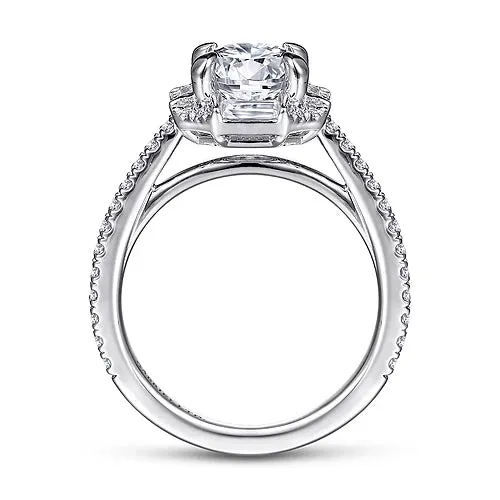 Octagonal Halo Round Diamond Engagement Ring Mounting
