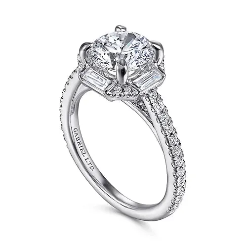 Octagonal Halo Round Diamond Engagement Ring Mounting