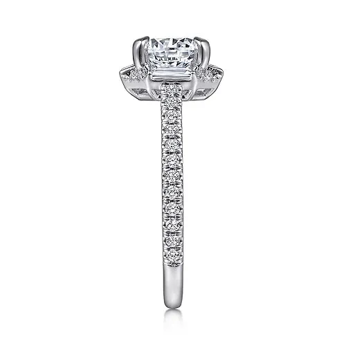 Octagonal Halo Round Diamond Engagement Ring Mounting