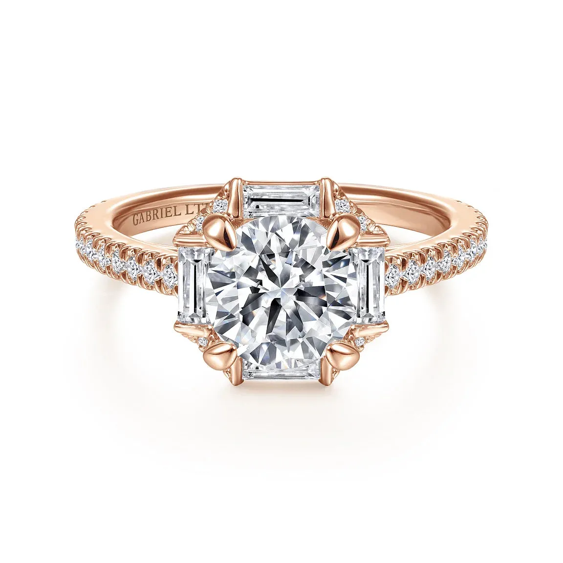 Octagonal Halo Round Diamond Engagement Ring Mounting