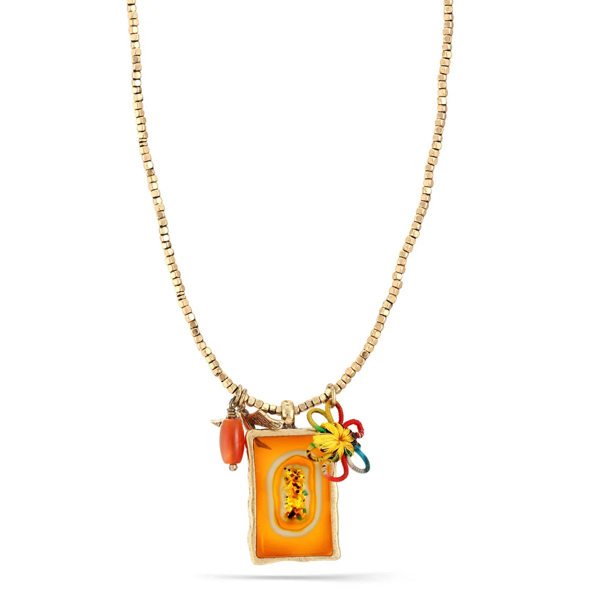 ORANGE PENDANT CHARM  NECKLACES #152BR1301 (5F9)