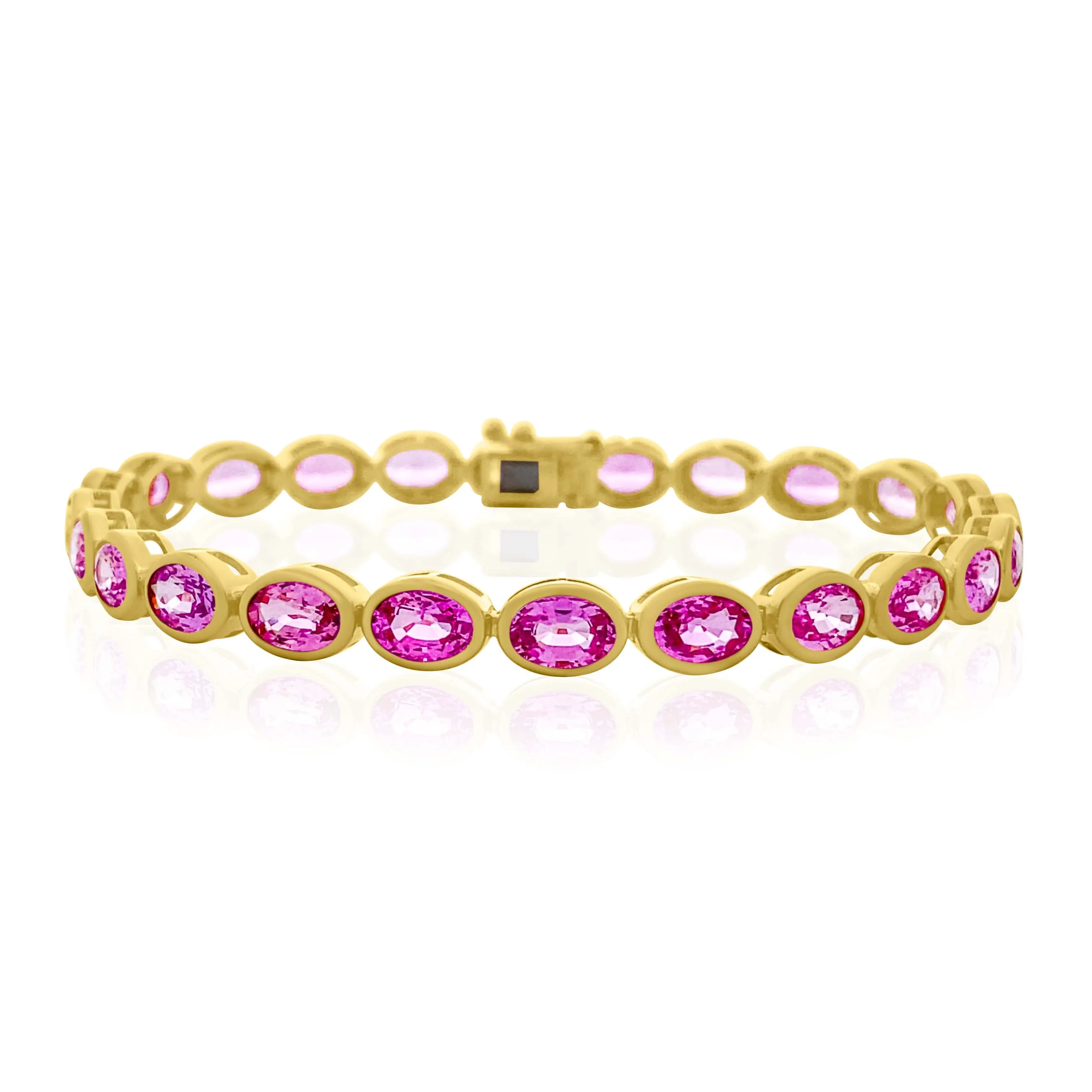 Oval Bezel Set Pink Sapphire Tennis Bracelet