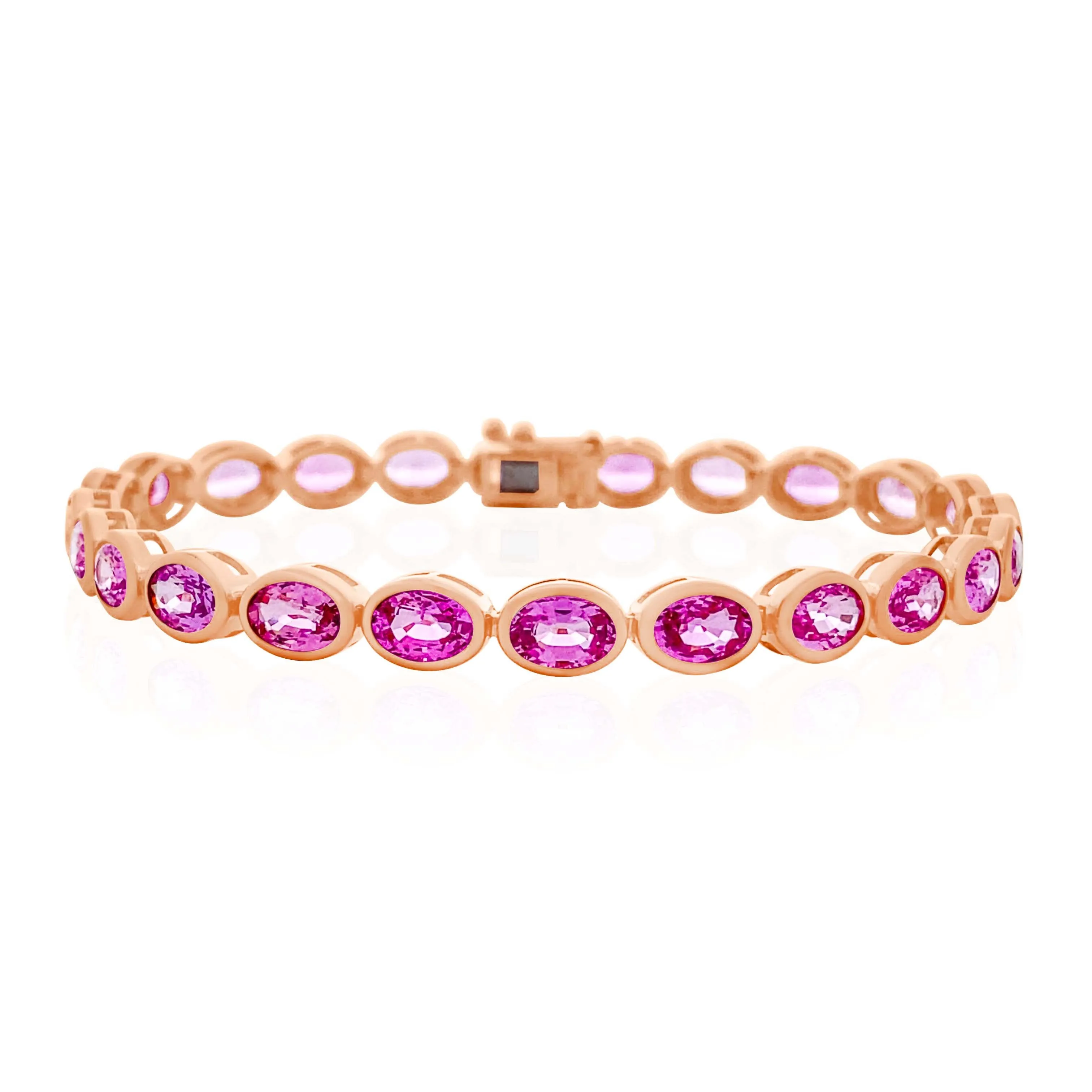 Oval Bezel Set Pink Sapphire Tennis Bracelet