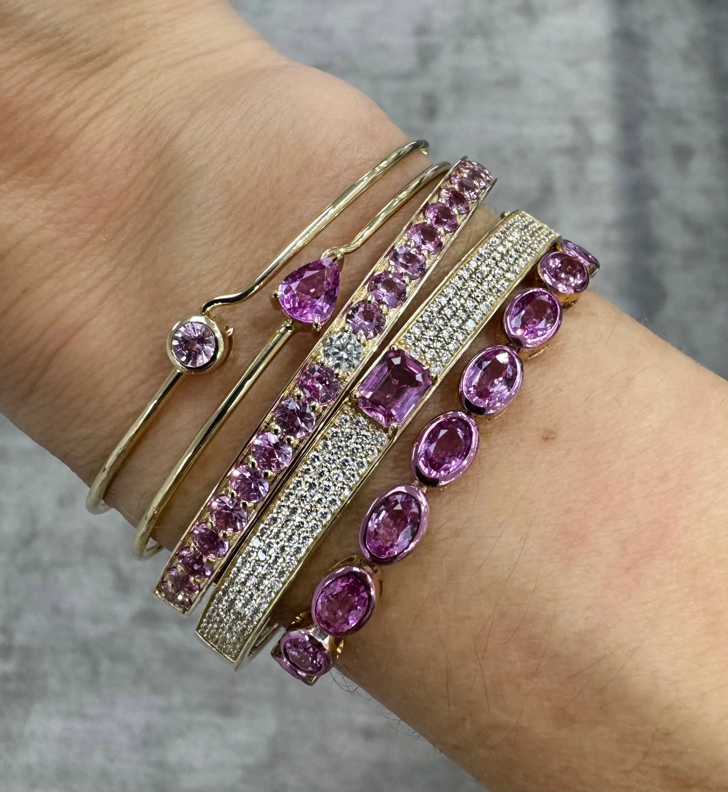 Oval Bezel Set Pink Sapphire Tennis Bracelet
