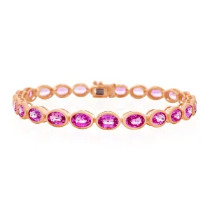 Oval Bezel Set Pink Sapphire Tennis Bracelet