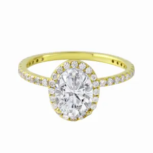 Oval-Cut Diamond Halo Pavé Band Engagement Ring