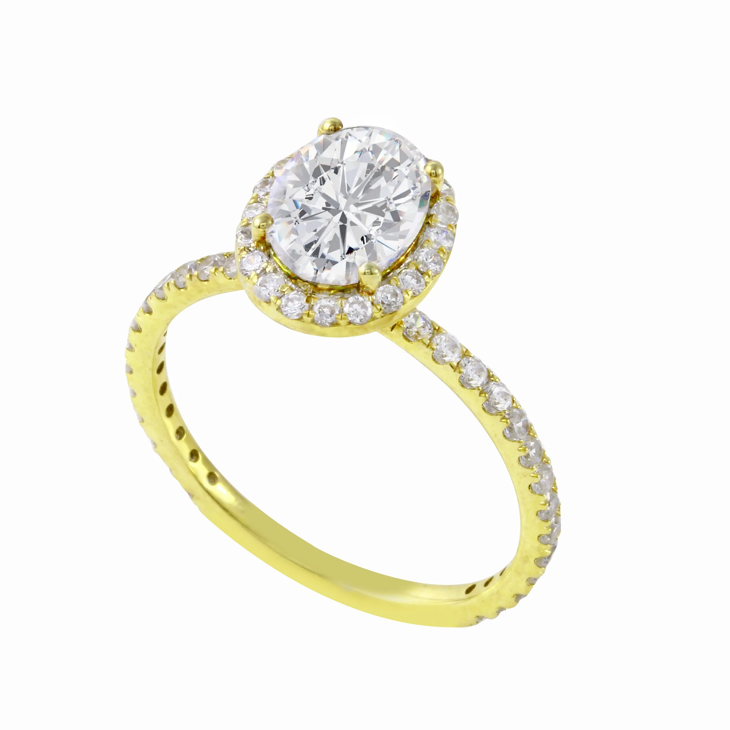 Oval-Cut Diamond Halo Pavé Band Engagement Ring