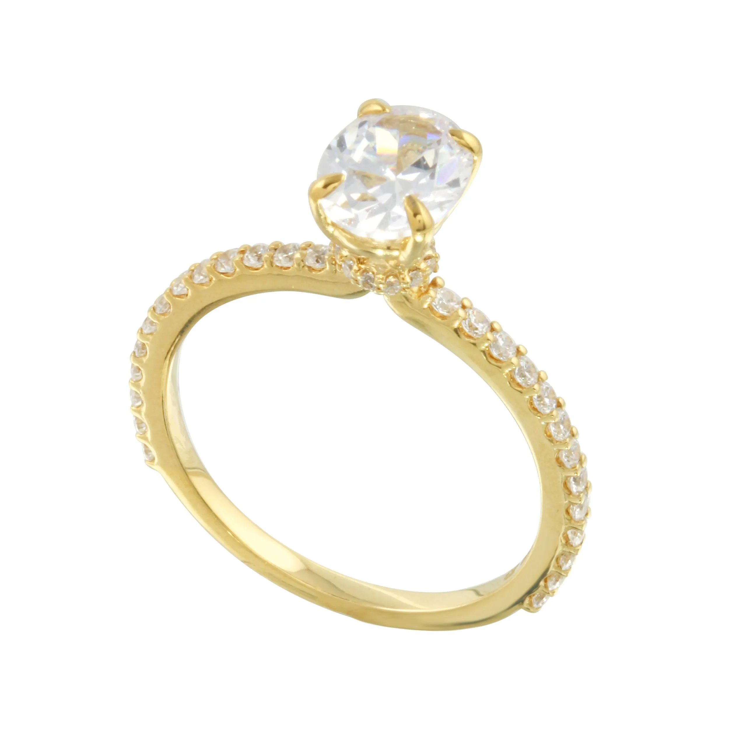 Oval Cut Diamond Solitaire and Pavé Band Engagement Ring Setting