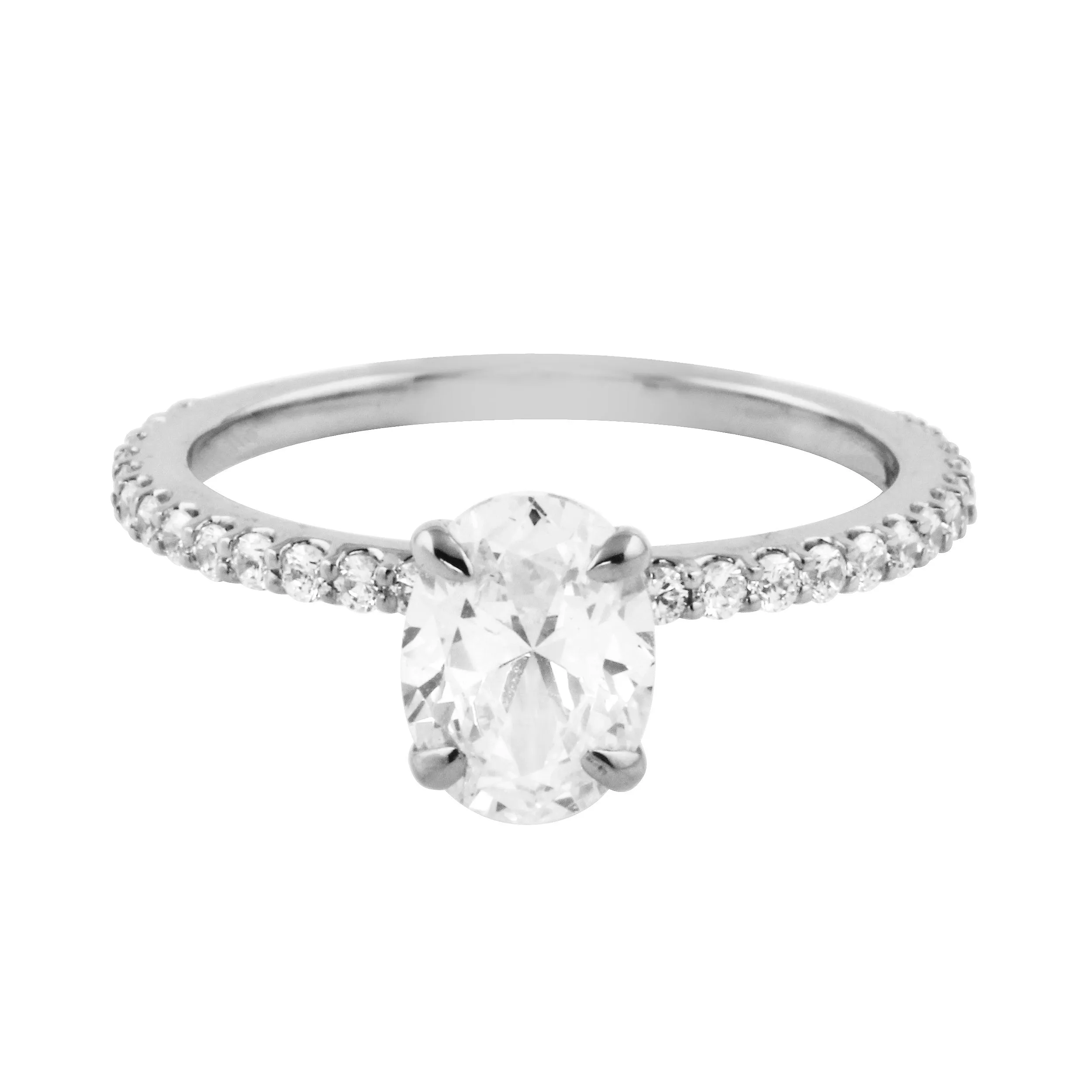 Oval Cut Diamond Solitaire and Pavé Band Engagement Ring Setting