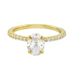 Oval Cut Diamond Solitaire and Pavé Band Engagement Ring Setting