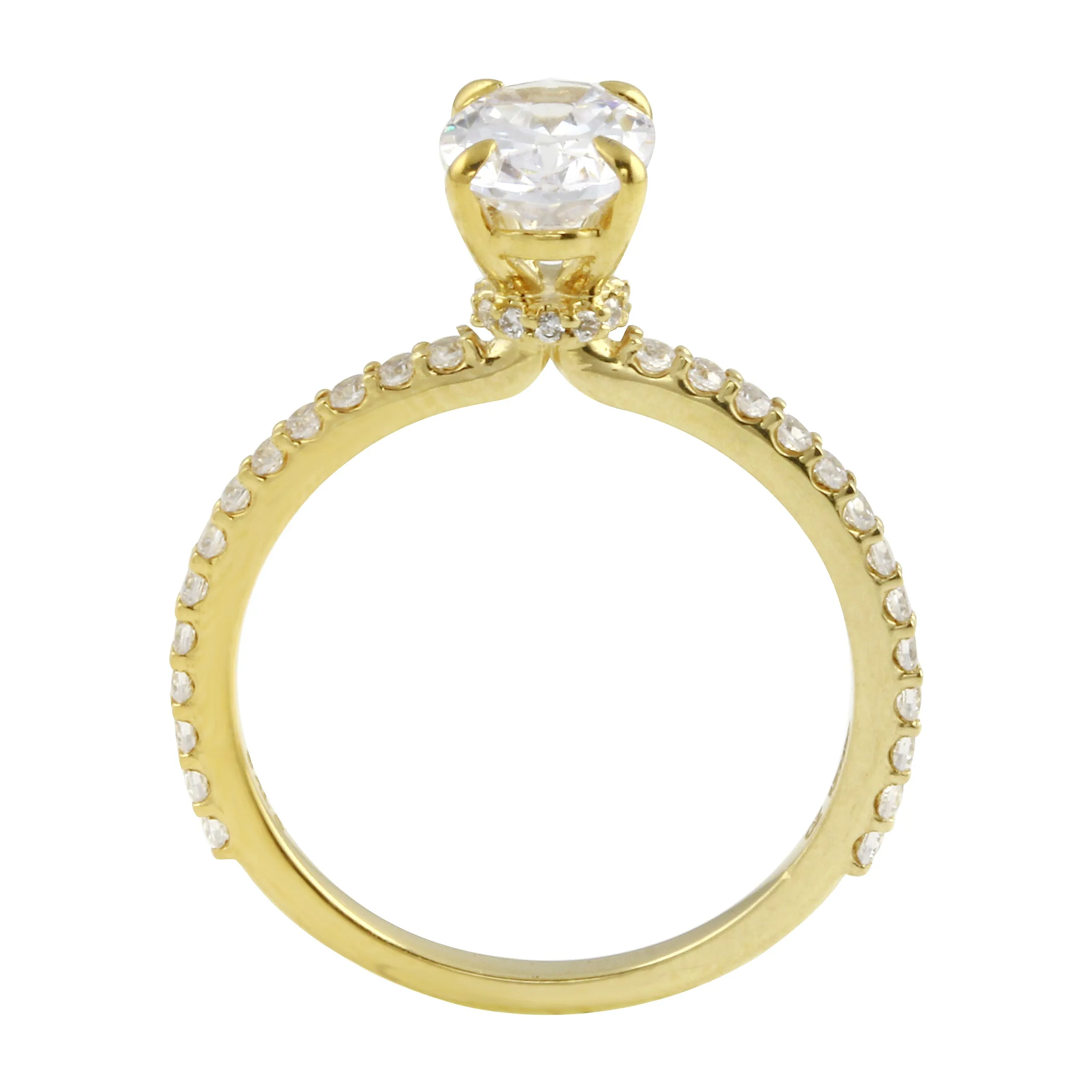 Oval Cut Diamond Solitaire and Pavé Band Engagement Ring Setting