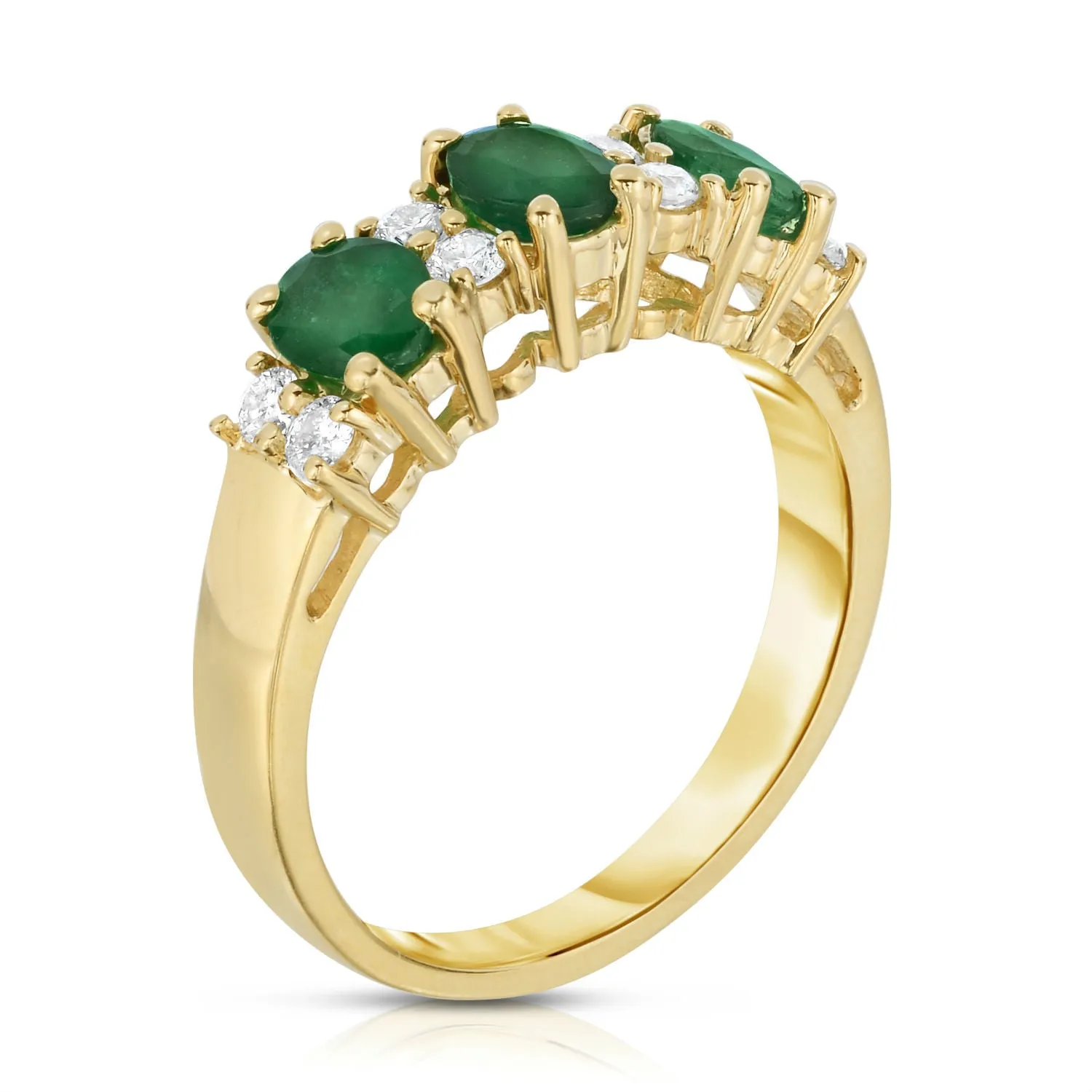 Oval Emerald & 0.25Ct Diamond Ring in 14K Yellow Gold