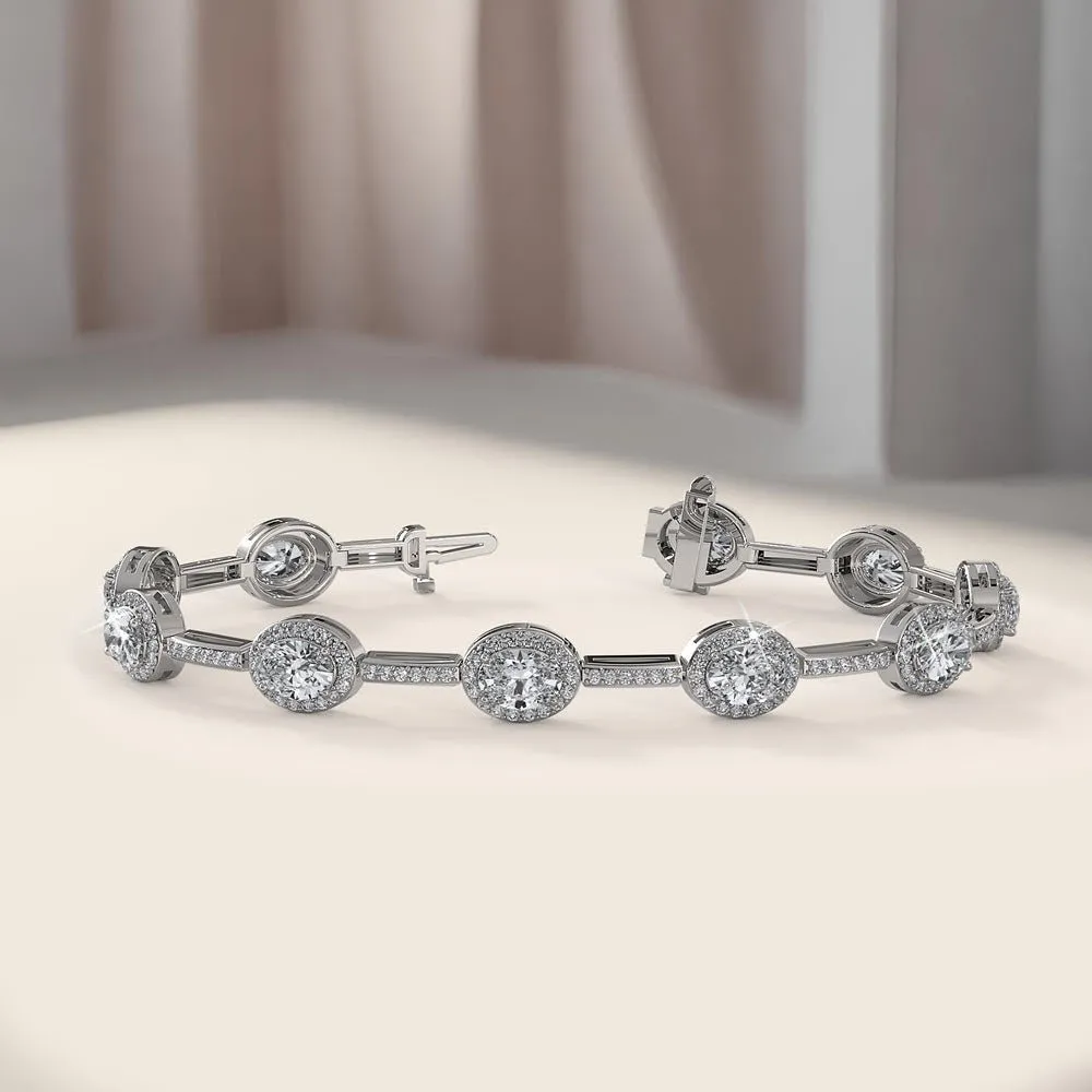 Oval Halo Diamond Bracelet with 16.56 ct.(finished) 8x6mm, 1.3mm